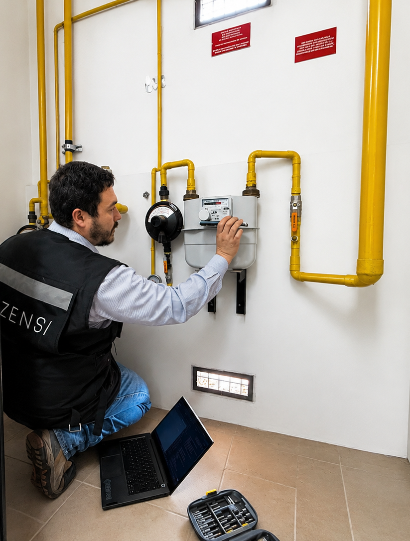 Técnico instalando medidor inteligente